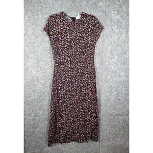 Bohme Women's Fit & Flare Short Sleeve Dress Black Floral Size M Office